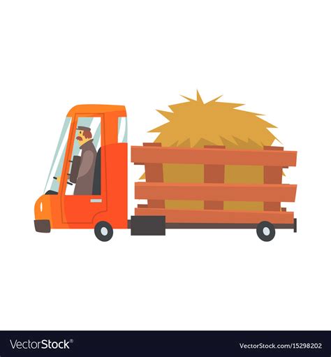 Cartoon truckload of hay farmer truck Royalty Free Vector