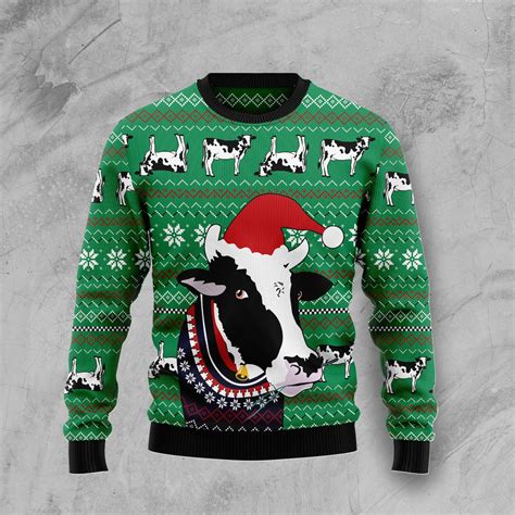 Funny Cow Christmas Wool Sweater Robinplacefabrics