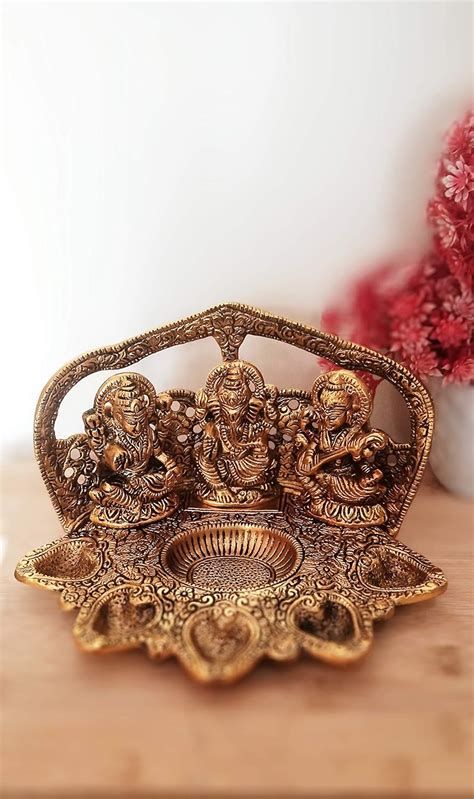 Buy Craftomanic Laxmi Ganesh Saraswati Idol Diya Oil Lamp Deepak For