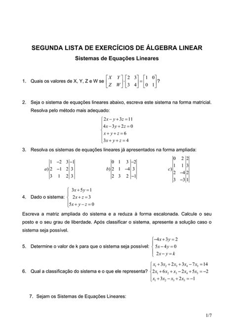 Sistemas De Equações Lineares Pdf