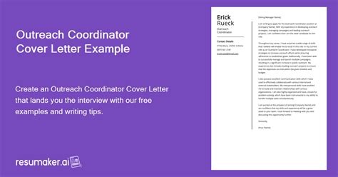 Outreach Coordinator Cover Letter Job Description Sample Guide