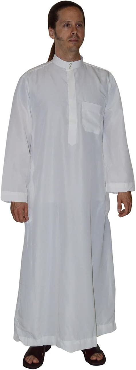 Men Saudi Arab Style Thobe With Collar Thoub Abaya Robe Daffah