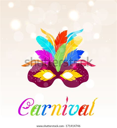 Illustration Colorful Carnival Mask Feathers Text Stock Vector Royalty