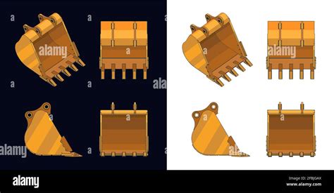 Stylized Vector Illustration Of Color Drawings Of A Excavator Bucket