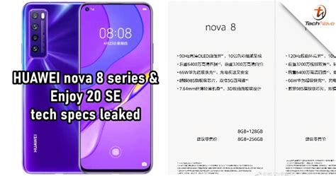 Tech specs of HUAWEI nova 8 series and Enjoy 20 SE leaked before launch | TechNave