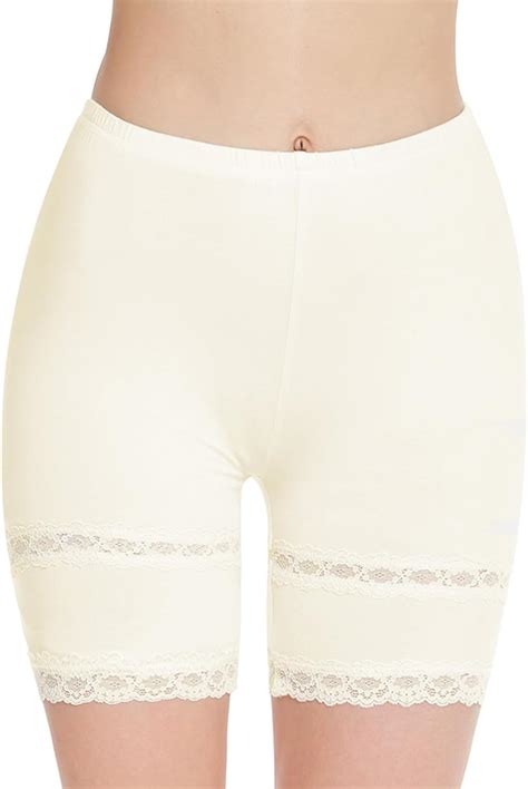 Mancyfit Slip Shorts For Women Lace Trim Short Leggings Stretch Mid