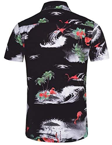 Daupanzees Men S Hawaiian Flamingos Shirts Unisex Stylish Flower