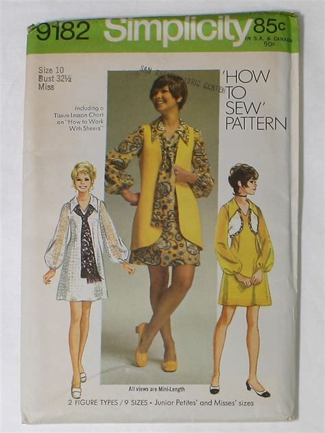 Retro Seventies Sewing Pattern 70s Simplicity Pattern No 9182