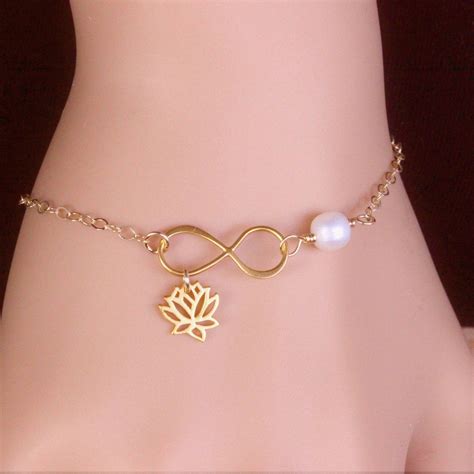 Lotus Bracelet Gold Lotus Bracelet Lotus Flower Infinity Etsy