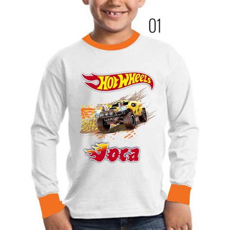 Camiseta Manga Longa Hot Wheels Personalizada Nome Infantil Shopee Brasil