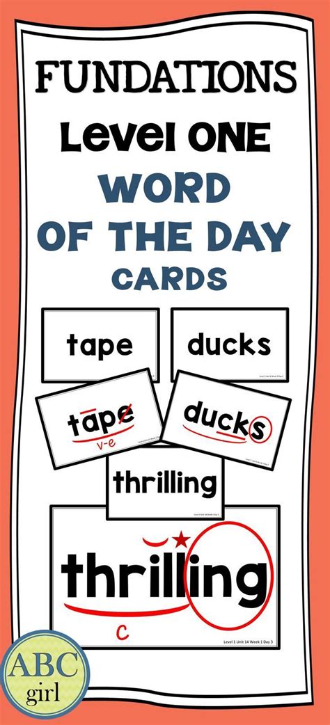 These Fundations®️️️ Level 1 Word Of The Day Cards Include Two Versions