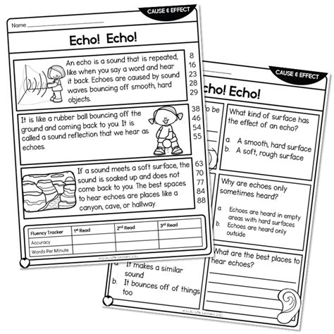 2nd Grade Nonfiction Cause And Effect Reading Passage Echo Echo At Lucky Little Learners