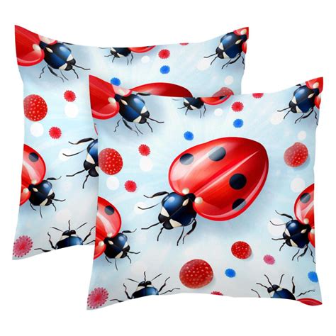 Ladybird Ladybug Coccinella Septempunctata Printed Square Pc Cushion