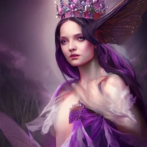 Detailed Portrait Of A Dark Fairy Queen With Wings Stable Diffusion