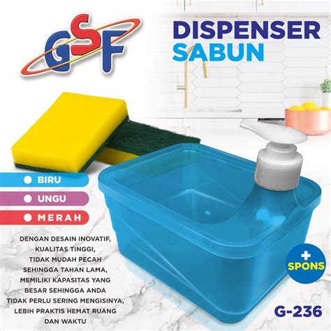 Jual Dispenser Tempat Sabun Cuci Piring Pump 3 In 1 Spons Cuci Piring