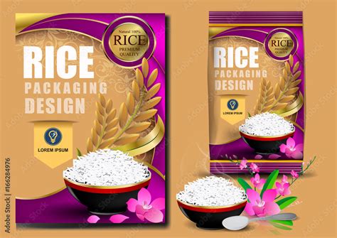 Rice Package Thailand Food Logo Products And Fabric Background Thai