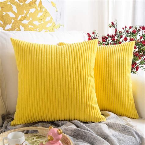 Mernette Pack Of 2 Corduroy Soft Decorative Square Throw Pillow Cover Cushion