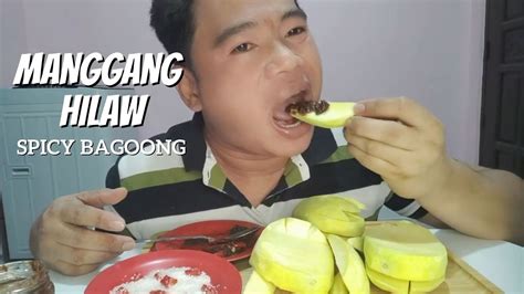 MANGGANG HILAW WITH SPICY BAGOONG MUKBANG PHILIPPINES ASMR