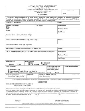 Fillable Online Fillable Online Twpusc Alarm Permit Application