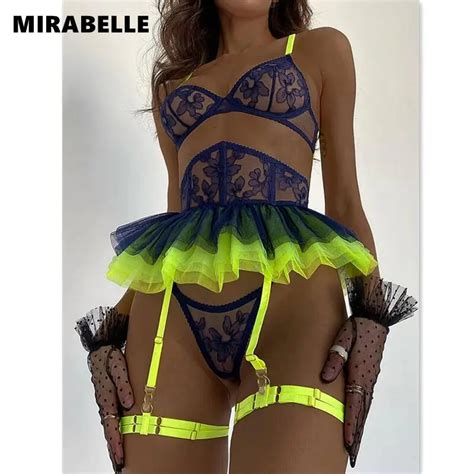 MIRABELLE Neon Lingerie For Women Sexy Lace Bra Fancy Underwear With