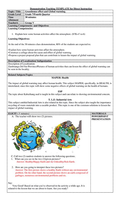 Final G5 DI Lesson Plan Demonstration Teaching TEMPLATE For Direct