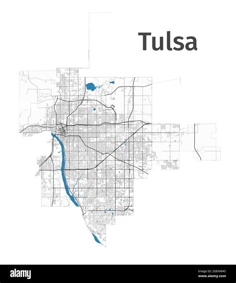 Tulsa map. Detailed map of Tulsa city administrative area. Cityscape ...