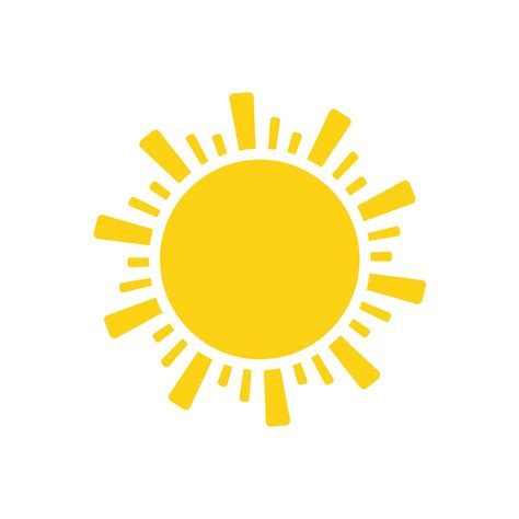 Vector Cartoon Yellow Sun Shining Light Rays To Heat The Summer