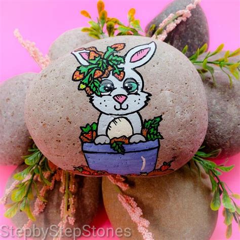 Downloadable Planter Bunny Painted Rock Tutorial - Etsy