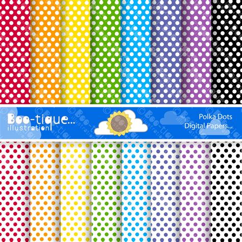 Rainbow Polka Dot Digital Scrapbook Papers Jpeg Files For Instant