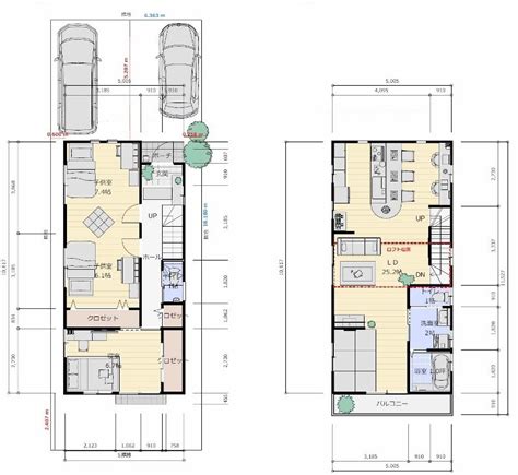 狭小プラン－間口5m（2．7間） 2階建て 延床面積106㎡（32．0坪） 株式会社建築システム 2階リビング 間取り 間取り 30