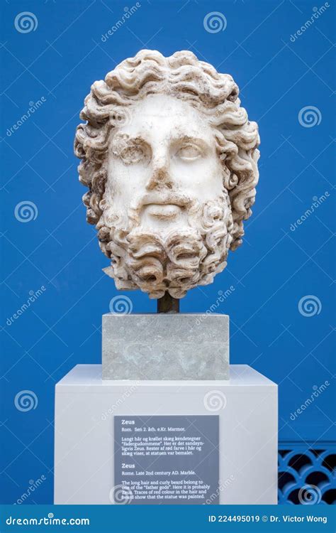 Sculptured Head Figure Of Zeus Greek Or Jupiter Roman Editorial Stock