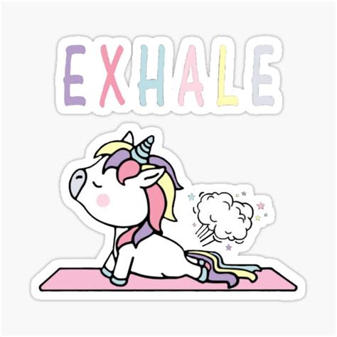 Funny Unicorn Yoga Farting Just Exhale Sticker For Sale By Naestoo