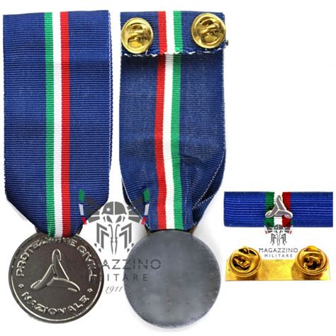 Medaglia E O Nastrino Protezione Civile 2a Classe Argento