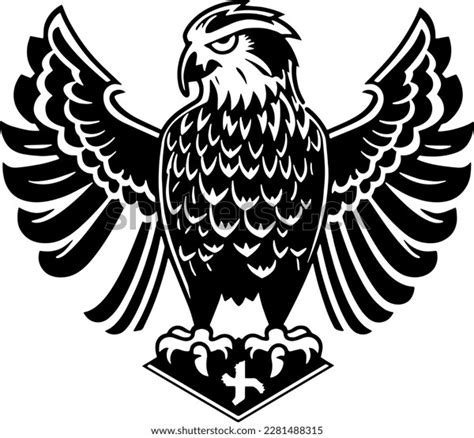 Eagle Logo Opened Wings Black White Stock Vector (Royalty Free ...