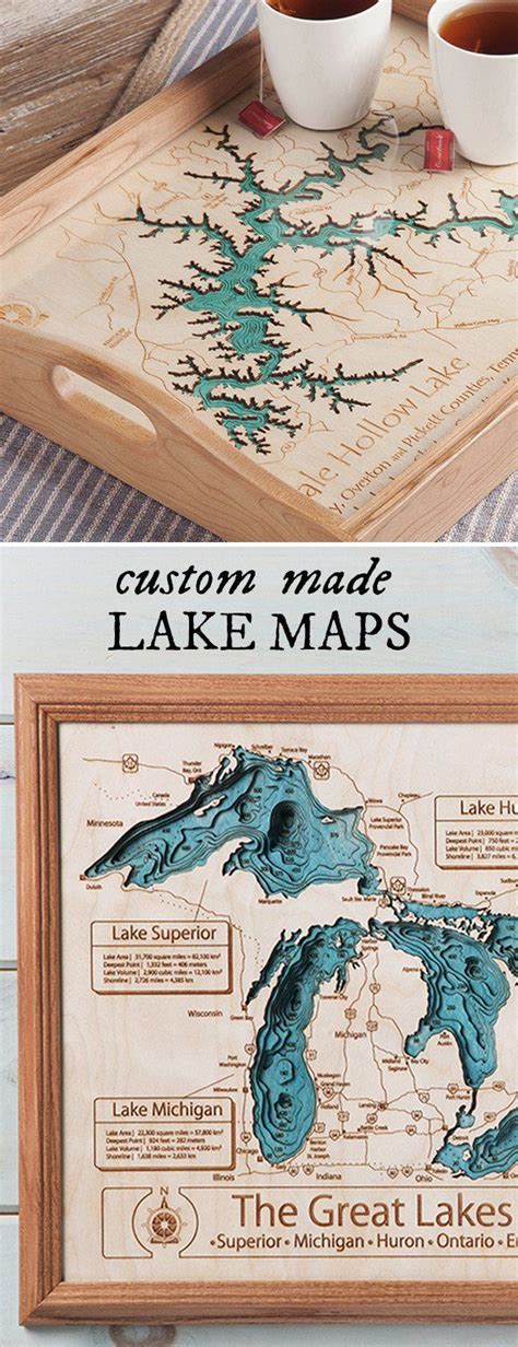 Custom D Wood Lake Maps X By Lake Art The Grommet Lake Map The Best