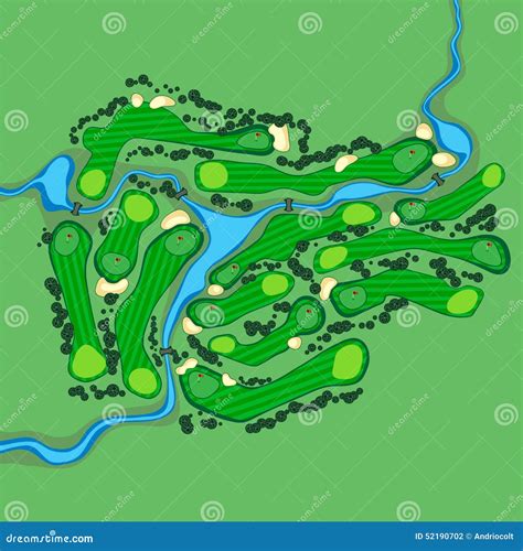 Golf Course Layout Blueprint Drawing Vector Illustration