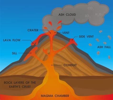 Volcano Anatomy Diagram Vector Illustration 594028 Vector Art At Vecteezy