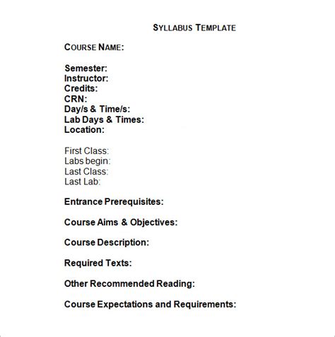 Free Sample Syllabus Templates In Pdf Ms Word