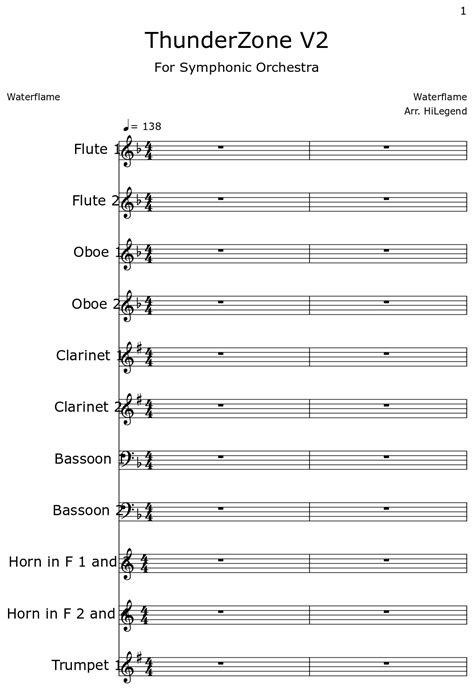 Thunderzone V2 Sheet Music For Flute Oboe Clarinet Bassoon Horn