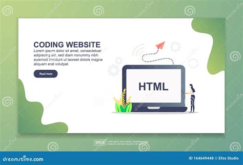 Landing Page Template of Coding Website. Modern Flat Design Concept of ...