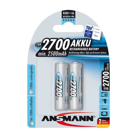 Ansmann Akku Aa Ni Mh 1 2v 2700mah 2er Blister Kraftmax Eu Shop Für