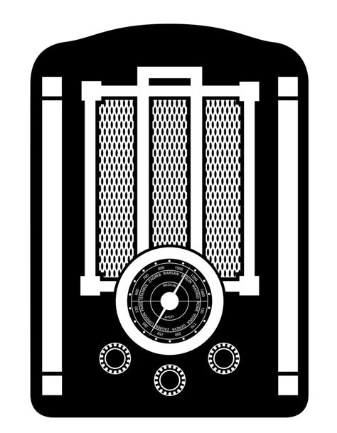 radio viejo retro vintage icono stock vector ilustración negro contorno