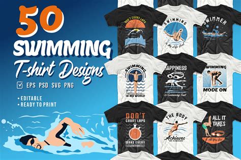 Swimming T Shirt Designs Bundle Gráfico Por Universtock · Creative Fabrica