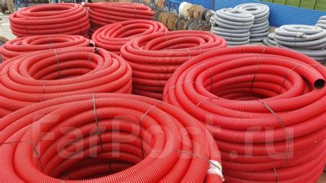 Труба двухстенная гофрированная ПНД/ПВД красная, трубы ПВХ, ПНД, в ...