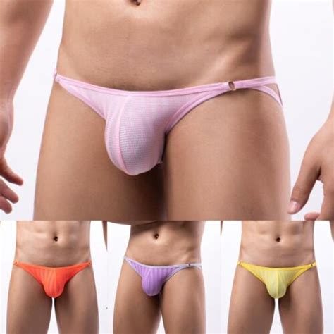 Nylon Men S Sexy Low Waist Thongs Panties G String Bikini Brief