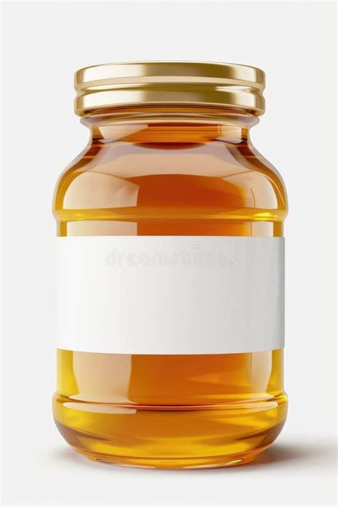 Amber Glass Jar with Blank Label on White Background for Packaging ...