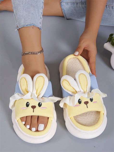 Women Cartoon Rabbit Design Novelty Slippers Preppy Indoor Home Slippers Shein Usa