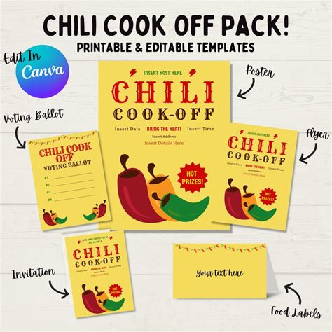 Editable Chili Cook Off Printables Includes Flyer Poster Etsy Canada