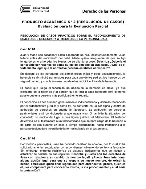 Producto Académico N2 PRODUCTO ACADÉMICO N 2 RESOLUCIÓN DE CASOS