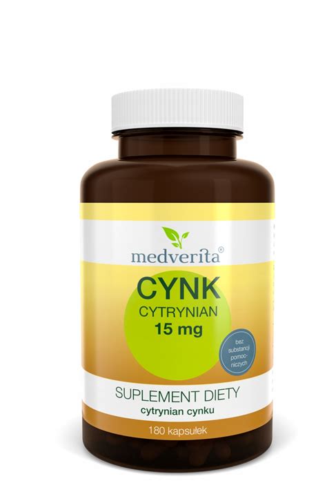 Cynk cytrynian 15 mg 180 kapsułek MEDVERITA Herbario